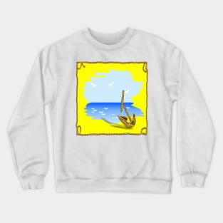 Anchor on the beach in a summer setting Crewneck Sweatshirt